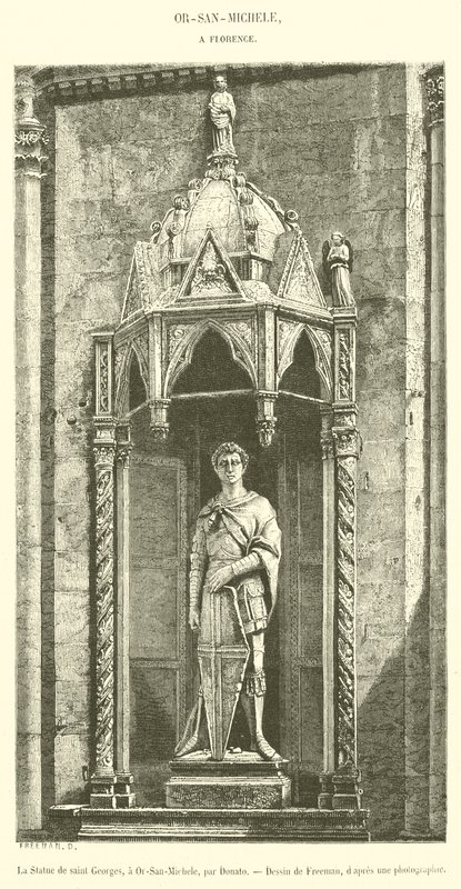 La Statue de Saint Georges, en Or-San-Michele (gravering) af French School