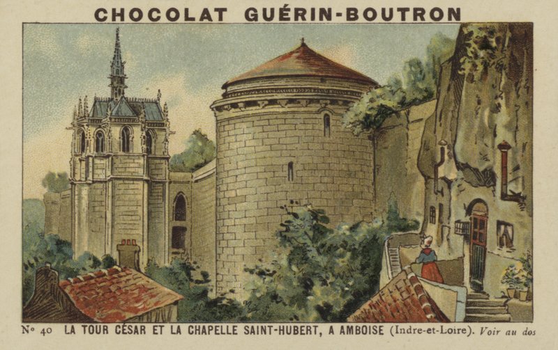 Cesar Tower og Saint-Hubert-kapellet i Amboise, Indre-et-Loire af French School
