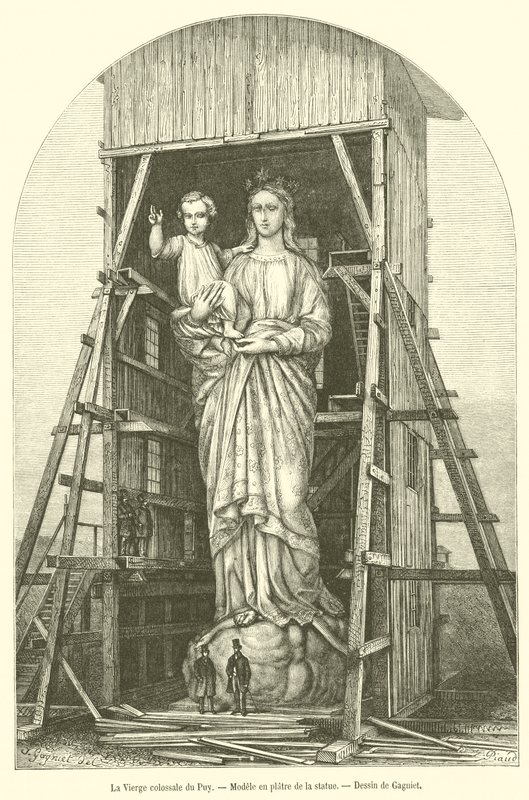 Den kolossale jomfru af Le Puy, gipsmodel af statuen (gravering) af French School
