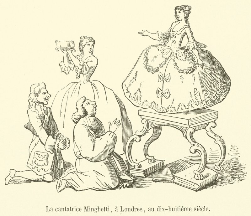 Sangerinden Minghetti, i London, i det attende århundrede (gravering) af French School