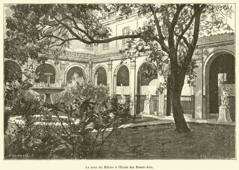 Murier-gården på Ecole des Beaux-Arts (kobberstik) af French School
