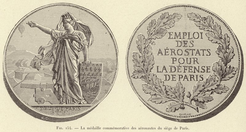 Erindringsmedaljen for aeronauterne fra belejringen af ​​Paris (gravering) af French School