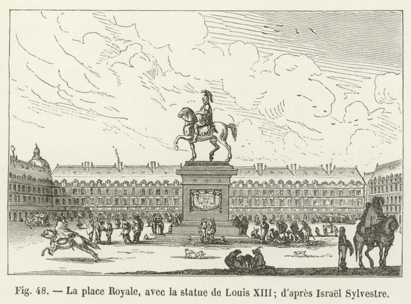 Place Royale, med statuen af ​​Louis XIII; efter Israel Sylvestre af French School