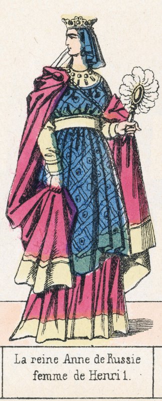 Dronning Anne af Rusland, hustru til Henry 1 (farvet gravering) af French School