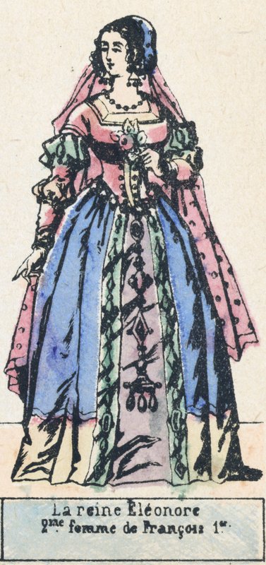 Dronning Eleonore, 2. kone til Francois 1er (farvet gravering) af French School