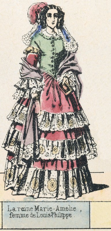 Dronning Marie-Amelie, kone til Louis-Philippe (farvet gravering) af French School