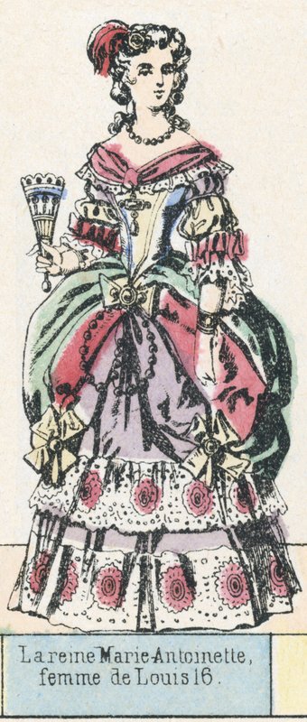 Dronning Marie-Antoinette, kone til Louis 16 (farvet gravering) af French School