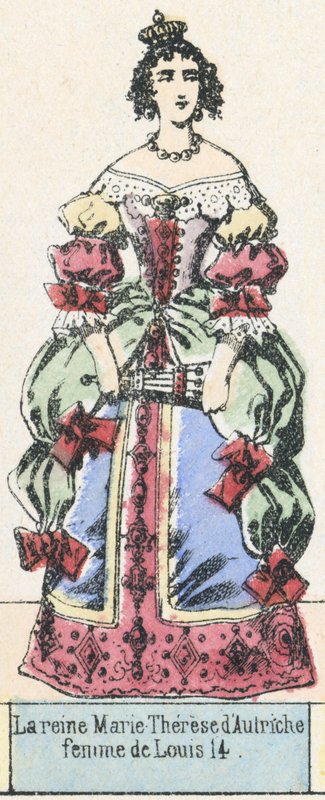 Dronning Marie Therese af Østrig, kone til Louis 14 (farvet gravering) af French School