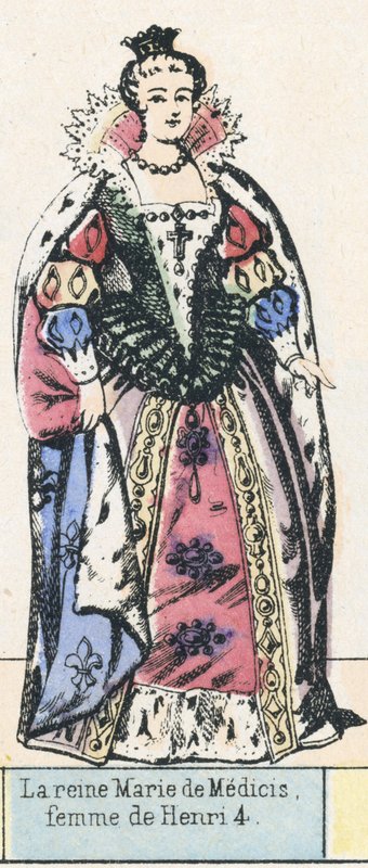 Dronning Marie de Medici, kone til Henry 4 (farvet gravering) af French School