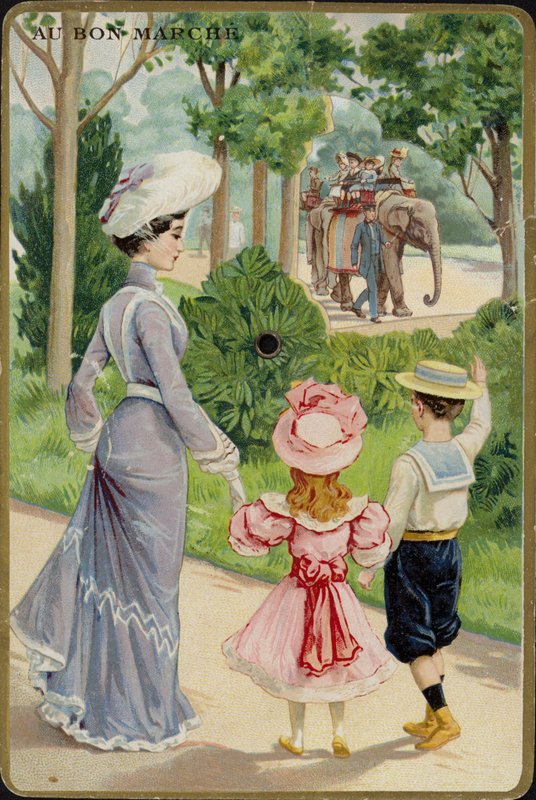 Dame og børn vinker ved Elephant Ride af French School