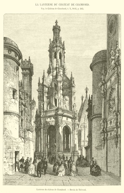 Lanterne på Chateau de Chambord (gravering) af French School