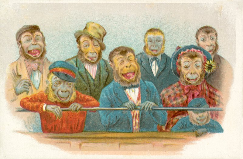 Leende aber (chromolitho) af French School