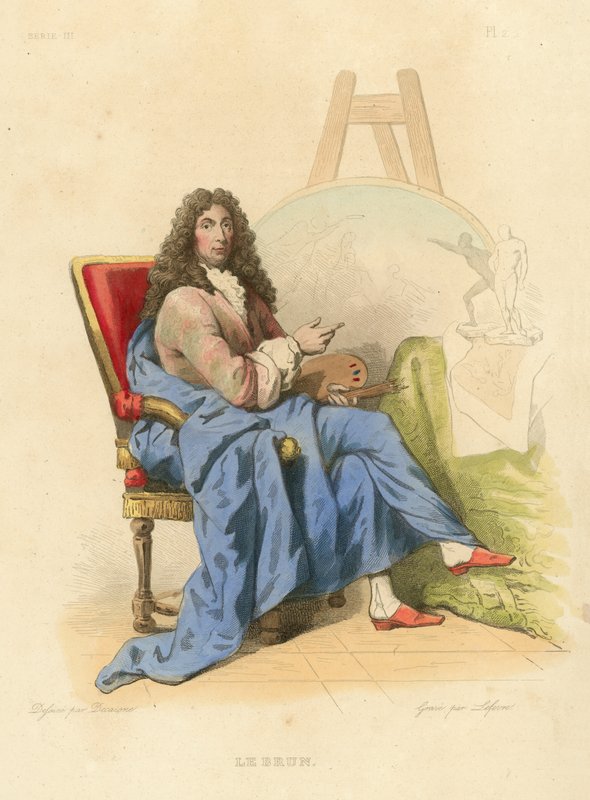 Le Brun (farvet gravering) af French School