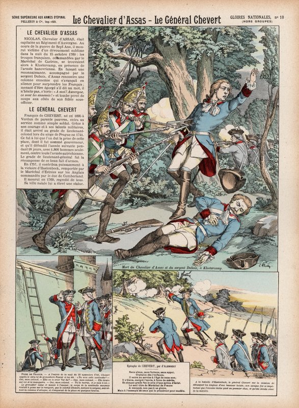 Ridderen af ​​Assas, General Chevert (farve litho) af French School