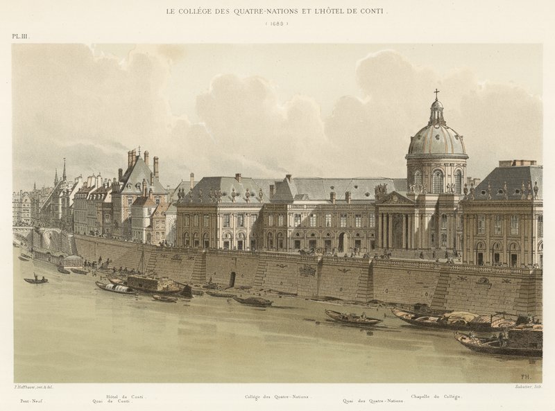 College of the Four Nations og Hotel de Conti, 1689 af French School