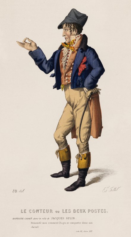 Historiefortælleren eller de to indlæg, akt III, scene XIII (farvet indgravering) af French School