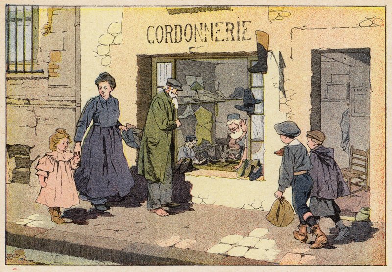 Le Cordonnier, Skomageren (farve litho) af French School