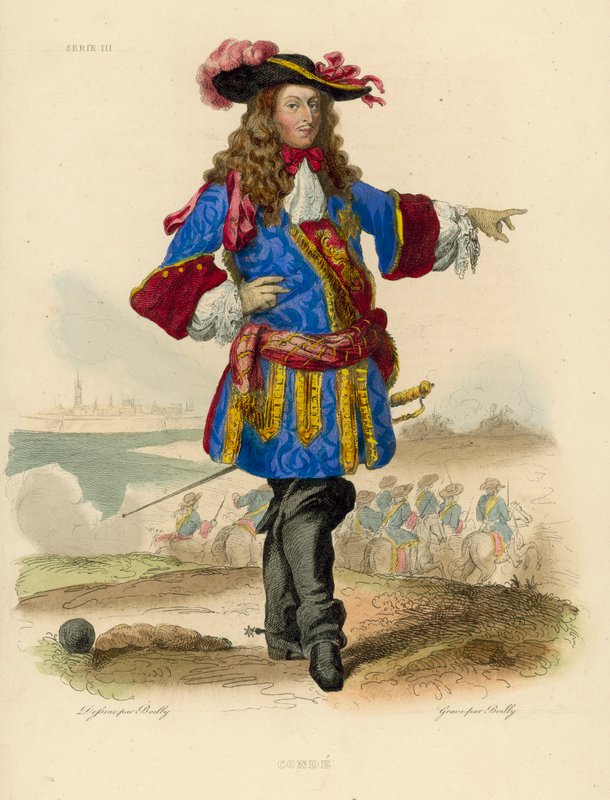 Le Grand Conde (farvet gravering) af French School