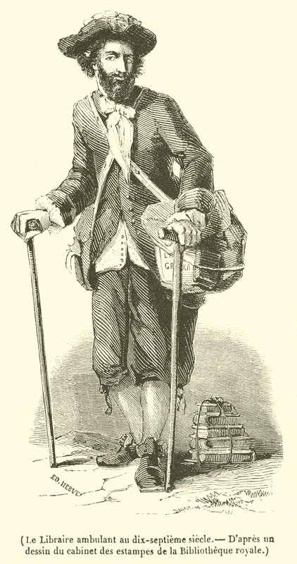 Den omrejsende boghandler i det syttende århundrede (gravering) af French School