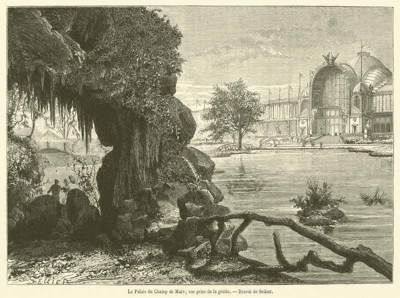 Palais du Champ de Mars, udsigt taget fra hulen (gravering) af French School