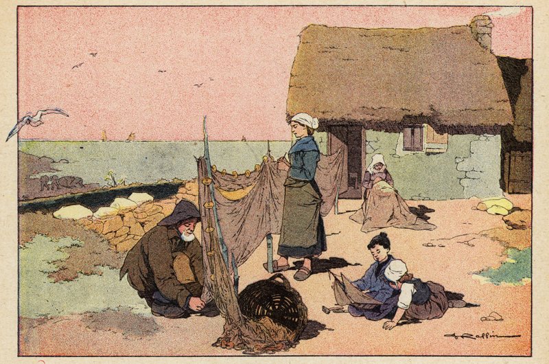 Le Pecheur, Fiskeren (farve litho) af French School