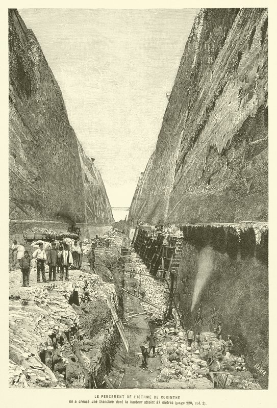 Piercingen af ​​Isthmus of Corinth (gravering) af French School