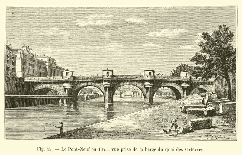 Pont-Neuf i 1845, udsigt taget fra bredden af ​​Quai des Orfevres af French School