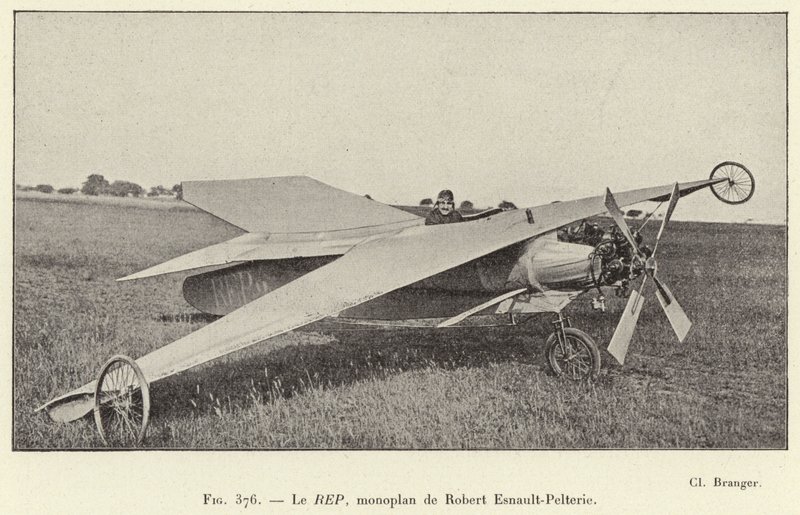 The REP, monoplane af Robert Esnault-Pelterie (gravering) af French School
