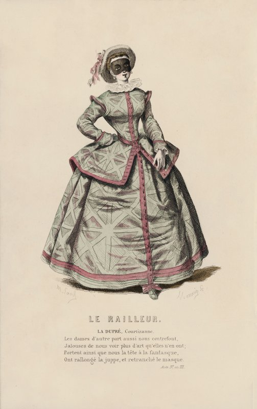 Le Railleur, La Dupre, Courtizanne (farvet gravering) af French School