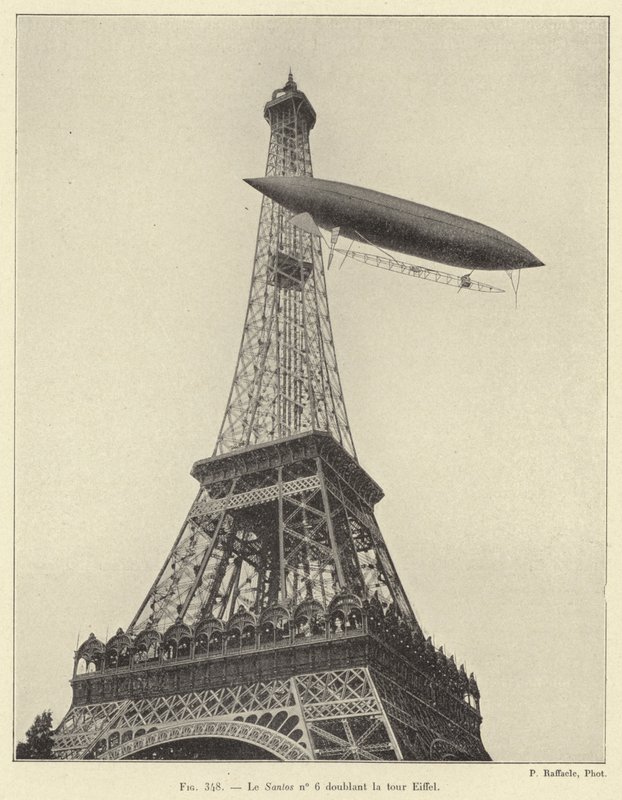 Santos nr. 6 fordobler Eiffeltårnet (gravering) af French School