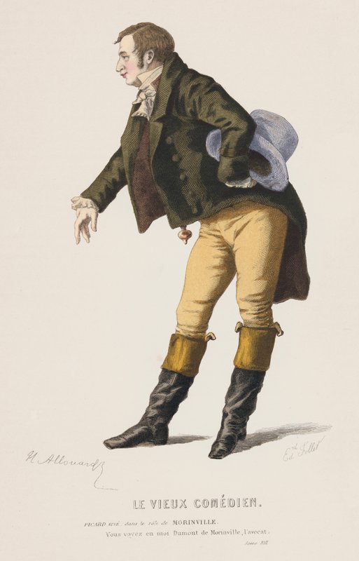 Den gamle komiker, Scene XIII (farvet indgravering) af French School