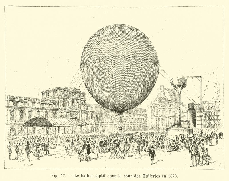 Fangeballonen i gården til Tuilerierne i 1878 af French School