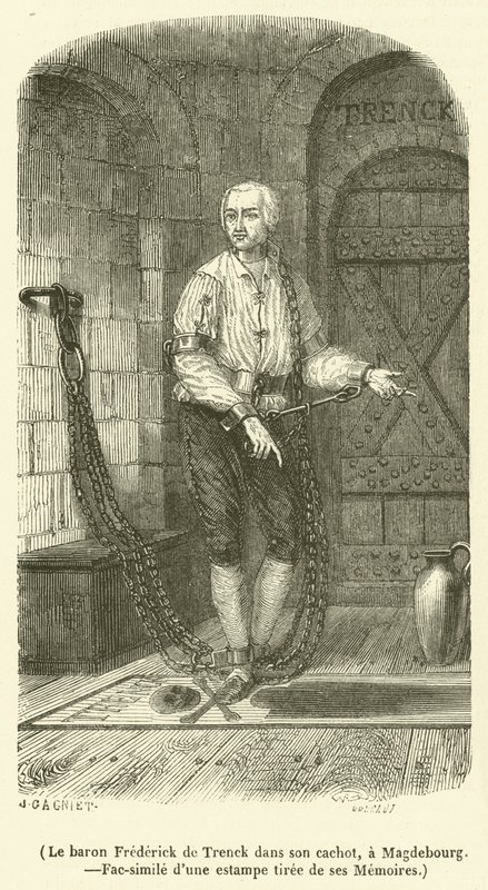 Baron Frédéric de Trenck i sit fangehul i Magdeburg (gravering) af French School