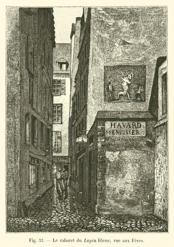 Den Hvide Kanin-kabaret, rue aux Feves af French School