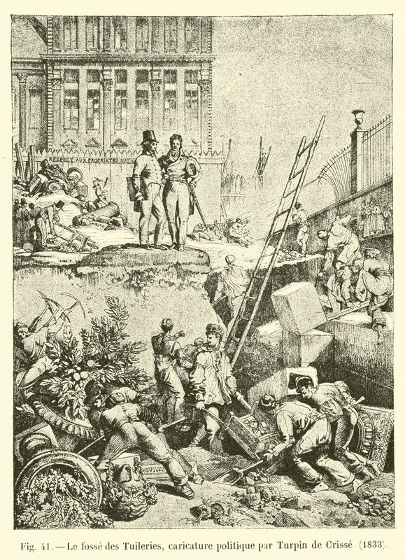 Tuileriegraven, politisk karikatur af Turpin de Crisse, 1833 af French School
