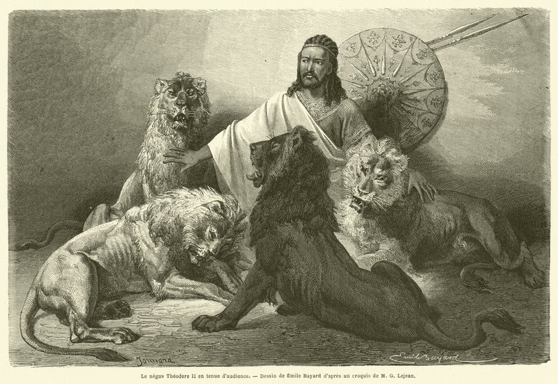 Negus Theodore II i retsdragt (gravering) af French School
