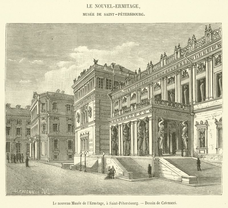 Det nye Eremitagemuseum i Sankt Petersborg (gravering) af French School