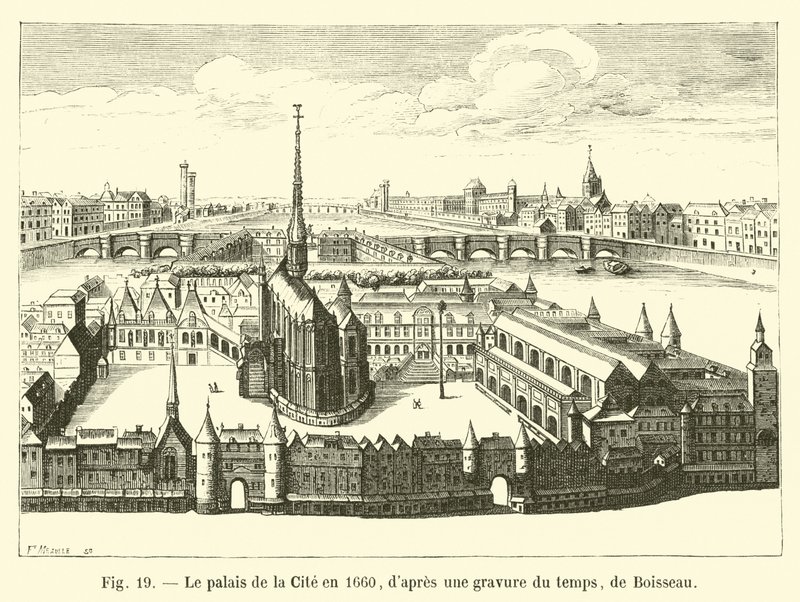 The Palace of the City i 1660, fra en gravering fra tiden, af Boisseau af French School