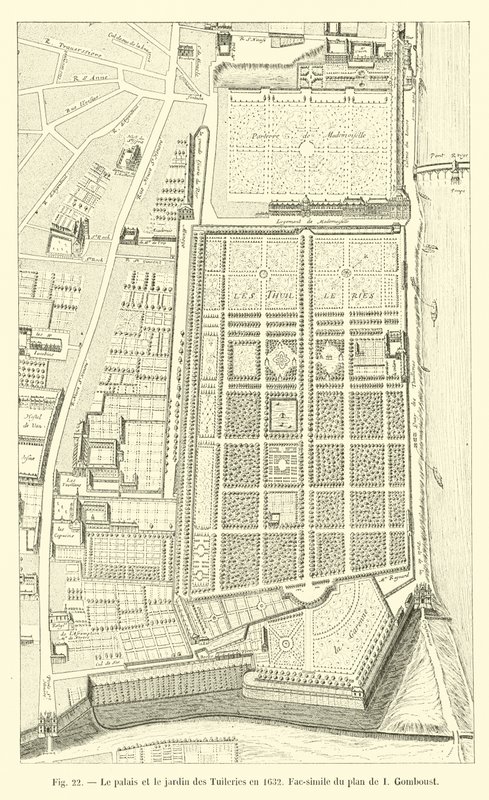 Tuileriernes palads og have i 1632, faksimile af planen af ​​I Gomboust af French School