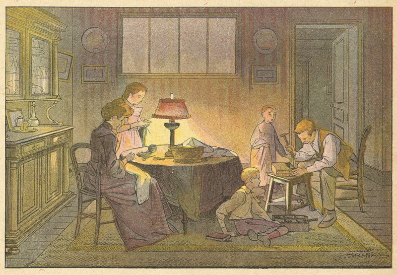 Le raccommodage (farve litho) af French School