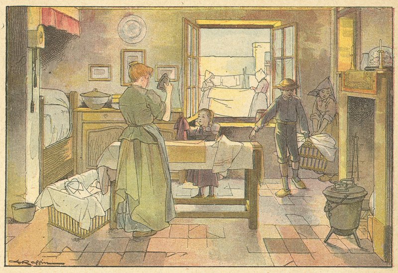 Strygning (farve litho) af French School
