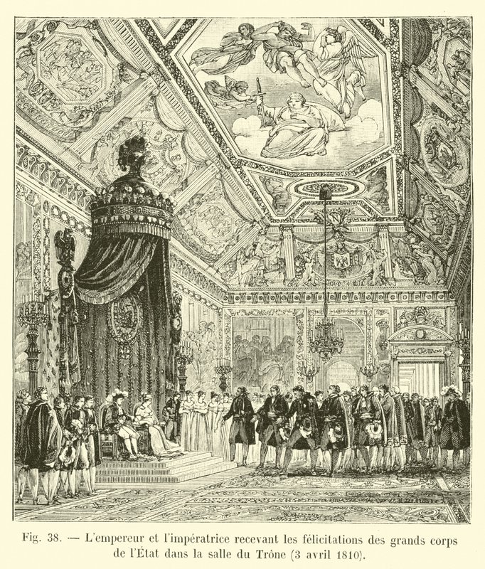Kejseren og kejserinden modtager lykønskninger fra statens store korps i tronsalen, 3. april 1810 af French School