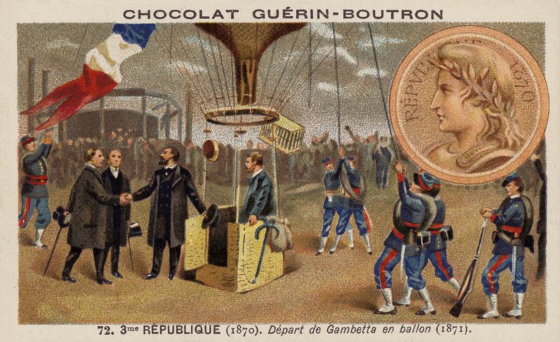 Leon Gambetta undslipper belejringen af Paris i en ballon af French School