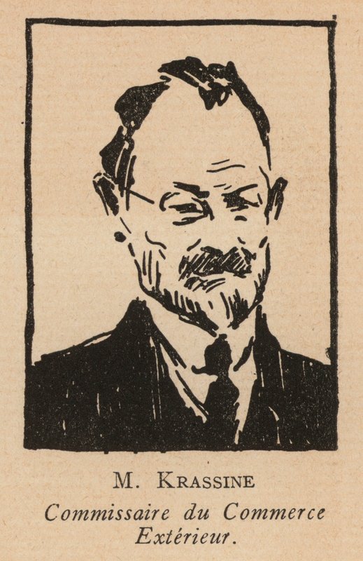 Leonid Krasin, russisk bolsjevikisk revolutionær politiker og folkekommissær for udenrigshandel (litografi) af French School