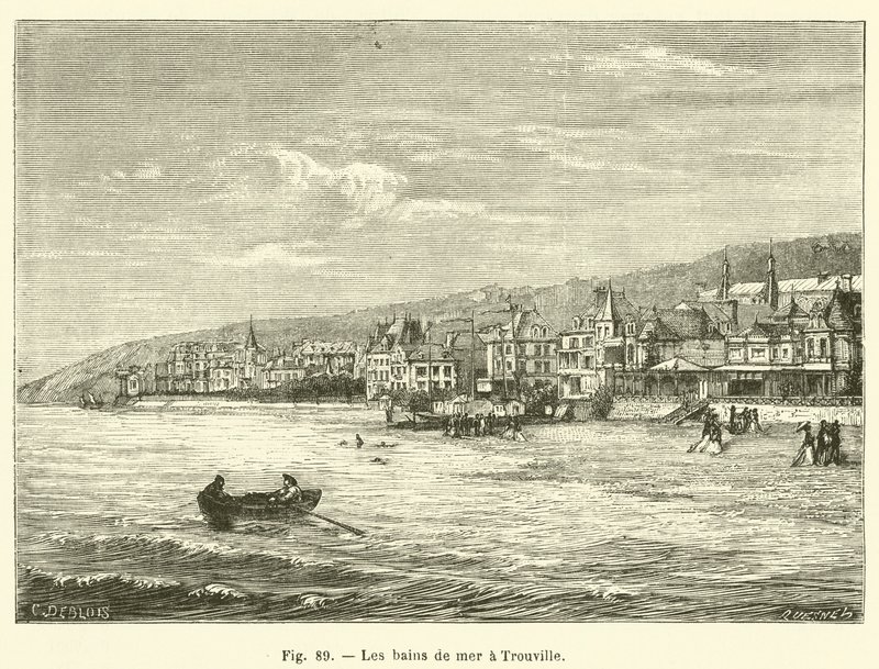 Havbadning ved Trouville (gravering) af French School