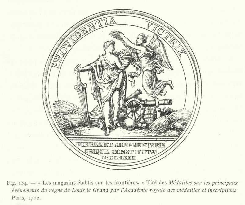 Butikkerne etableret på grænserne, Tegn medaljer om de vigtigste begivenheder under Ludvig den Stores regeringstid af Royal Academy of Medals and Inscriptions Paris af French School