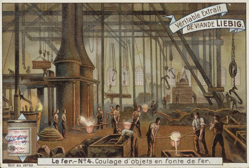 Liebig-kort med jernindustrien af French School