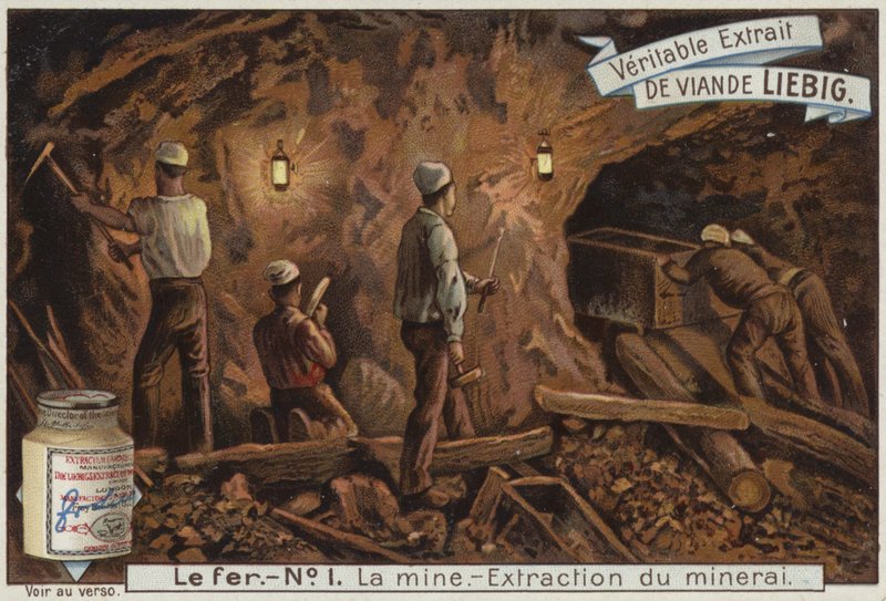 Liebig-kort med jernindustrien af French School
