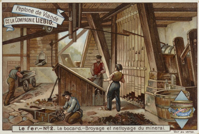 Liebig-kort med jernindustrien af French School