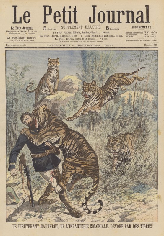 Løjtnant Gauthret fra det franske koloniale infanteri fortæret af tigre i Annam af French School